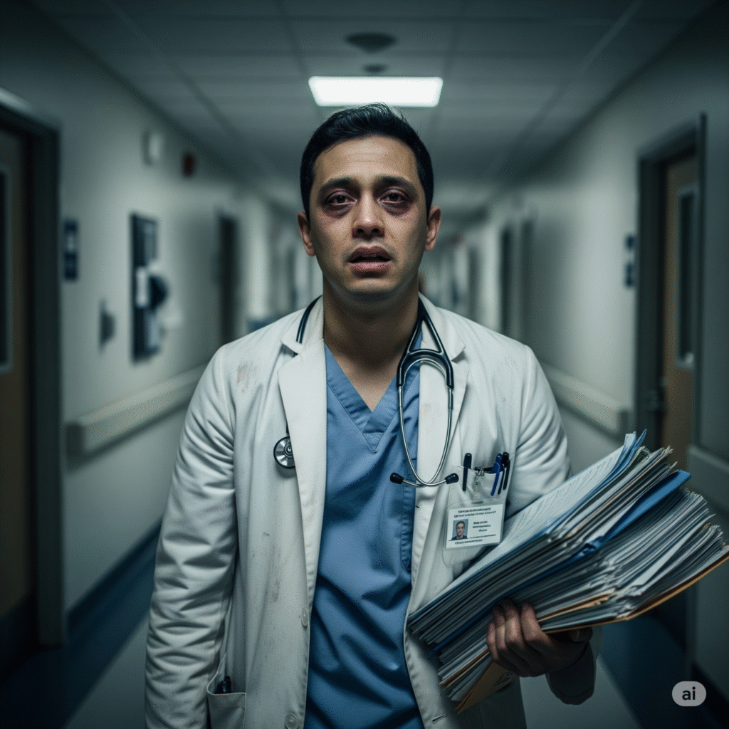 Médico experimentando Bornout